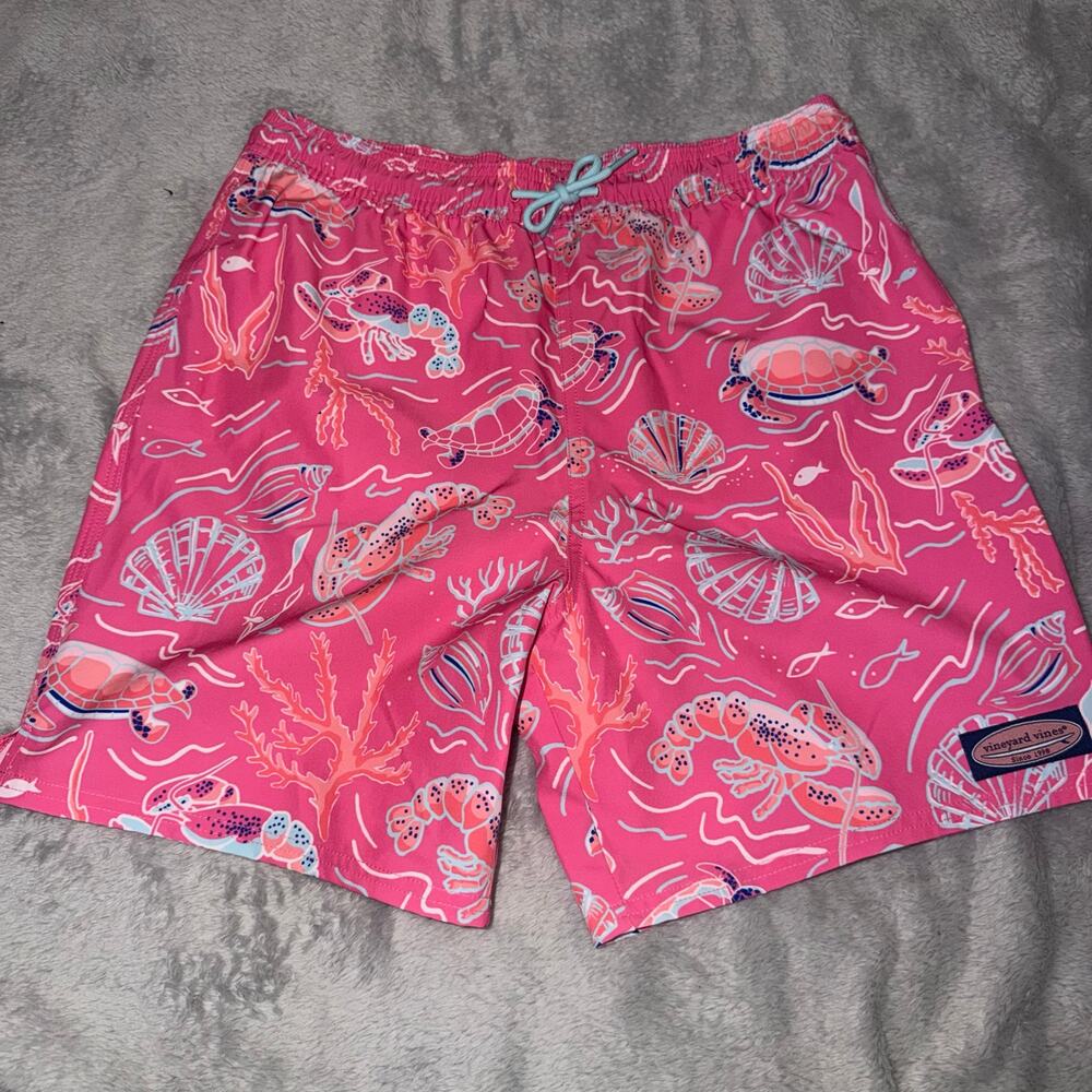 Vineyard Vines Pink Sea Life Board Shorts Men’s XL Swim Trunks Lobster Turtle
